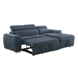 Ferriday 2-Piece Sectional With Adjustable Headrests, Pull-Out Bed And Right Chaise Hidden Storage