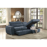 Ferriday 2-Piece Sectional With Adjustable Headrests, Pull-Out Bed And Right Chaise Hidden Storage