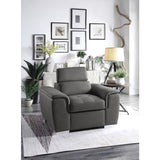 Ferriday Gray Chair with Pull-out Ottoman