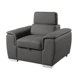 Ferriday Gray Chair with Pull-out Ottoman