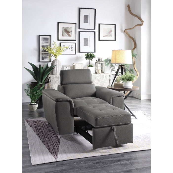 Ferriday Gray Chair with Pull-out Ottoman