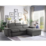 Ferriday 2-Piece Sectional With Adjustable Headrests, Pull-Out Bed And Right Chaise Hidden Storage
