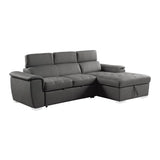 Ferriday 2-Piece Sectional With Adjustable Headrests, Pull-Out Bed And Right Chaise Hidden Storage
