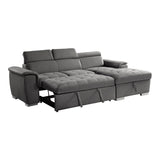 Ferriday 2-Piece Sectional With Adjustable Headrests, Pull-Out Bed And Right Chaise Hidden Storage