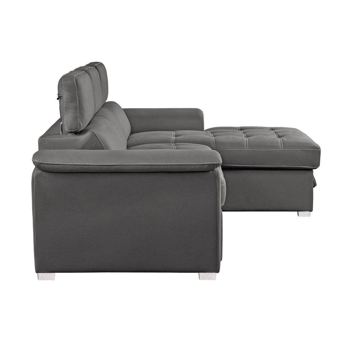 Ferriday 2-Piece Sectional With Adjustable Headrests, Pull-Out Bed And Right Chaise Hidden Storage