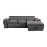 Ferriday 2-Piece Sectional With Adjustable Headrests, Pull-Out Bed And Right Chaise Hidden Storage