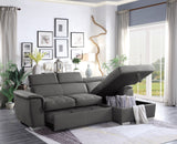 Ferriday 2-Piece Sectional With Adjustable Headrests, Pull-Out Bed And Right Chaise Hidden Storage