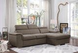 Ferriday 2-Piece Sectional With Adjustable Headrests, Pull-Out Bed And Right Chaise Hidden Storage