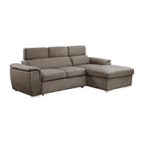 Ferriday 2-Piece Sectional With Adjustable Headrests, Pull-Out Bed And Right Chaise Hidden Storage