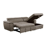 Ferriday 2-Piece Sectional With Adjustable Headrests, Pull-Out Bed And Right Chaise Hidden Storage