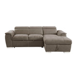 Ferriday 2-Piece Sectional With Adjustable Headrests, Pull-Out Bed And Right Chaise Hidden Storage