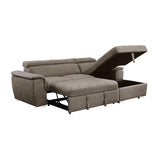 Ferriday 2-Piece Sectional With Adjustable Headrests, Pull-Out Bed And Right Chaise Hidden Storage