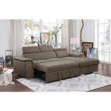 Ferriday 2-Piece Sectional With Adjustable Headrests, Pull-Out Bed And Right Chaise Hidden Storage