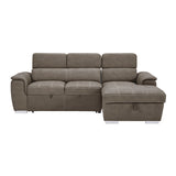 Ferriday 2-Piece Sectional With Adjustable Headrests, Pull-Out Bed And Right Chaise Hidden Storage