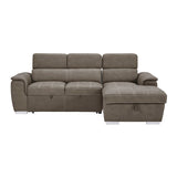 Ferriday 2-Piece Sectional With Adjustable Headrests, Pull-Out Bed And Right Chaise Hidden Storage