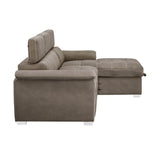 Ferriday 2-Piece Sectional With Adjustable Headrests, Pull-Out Bed And Right Chaise Hidden Storage