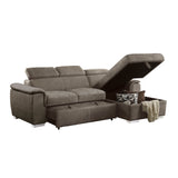 Ferriday 2-Piece Sectional With Adjustable Headrests, Pull-Out Bed And Right Chaise Hidden Storage