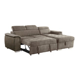 Ferriday 2-Piece Sectional With Adjustable Headrests, Pull-Out Bed And Right Chaise Hidden Storage