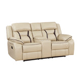 Amite Beige Double Reclining Loveseat with Center Console