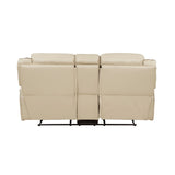 Amite Beige Double Reclining Loveseat with Center Console