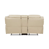 Amite Beige Double Reclining Loveseat with Center Console