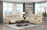 Amite Beige Double Reclining Loveseat with Center Console