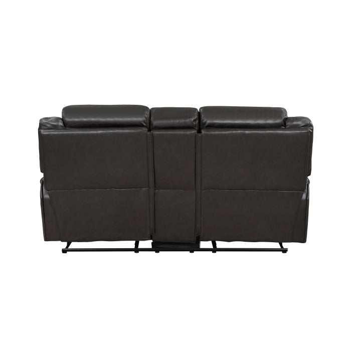 Amite Dark Gray Double Reclining Loveseat with Center Console