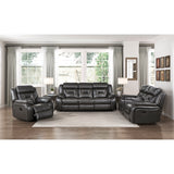 Amite Dark Gray Double Reclining Loveseat with Center Console