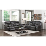 Amite Dark Gray Double Reclining Loveseat with Center Console