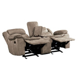 Bastrop Brown Fabric Double Glider Reclining Loveseat with Center Console