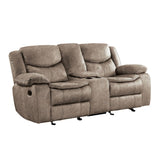 Bastrop Brown Fabric Double Glider Reclining Loveseat with Center Console