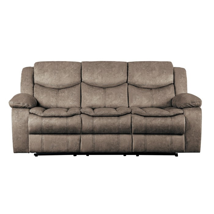 Bastrop Brown Fabric Double Reclining Sofa