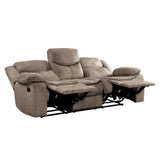 Bastrop Brown Fabric Double Reclining Sofa