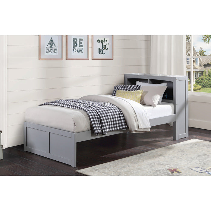 Orion Gray Twin Bookcase Bed