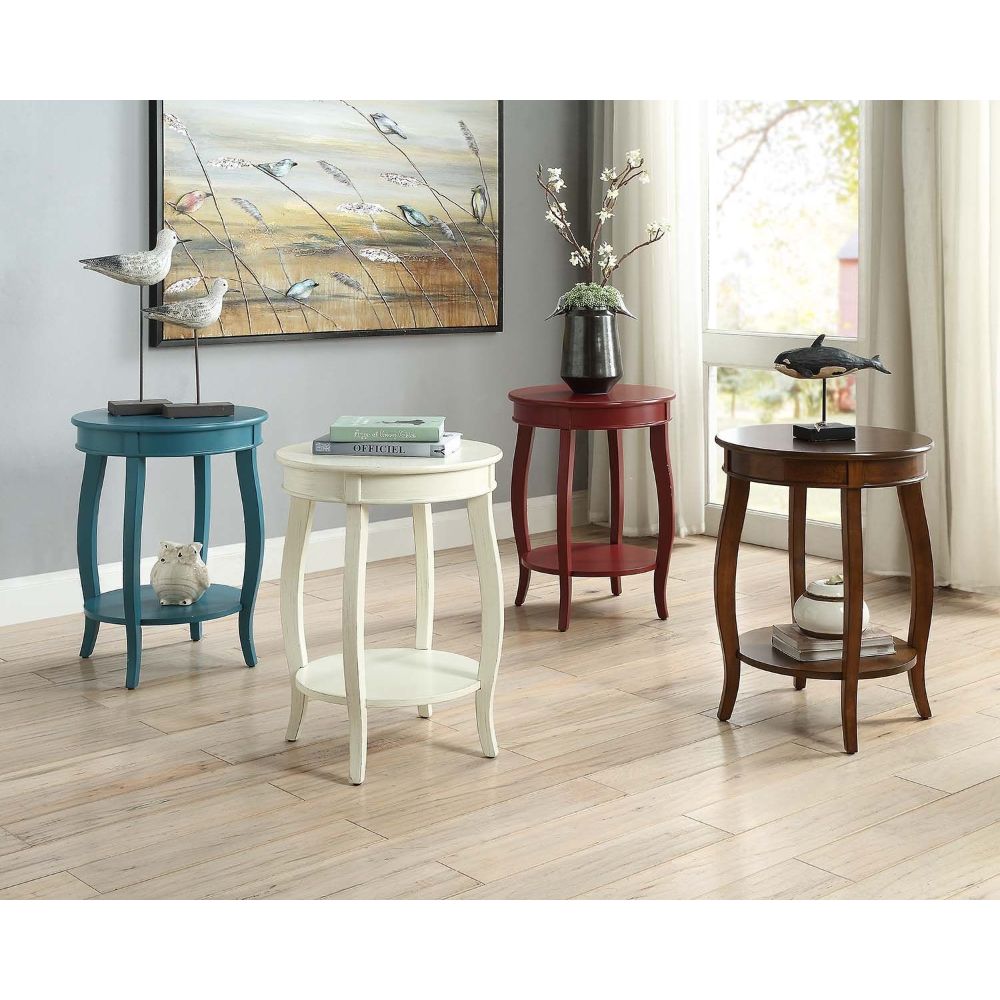 Aberta Antique White Finish Accent Table