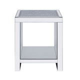 Malish Clear Glass, Mirrored & Faux Diamonds End Table
