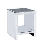 Malish Clear Glass, Mirrored & Faux Diamonds End Table