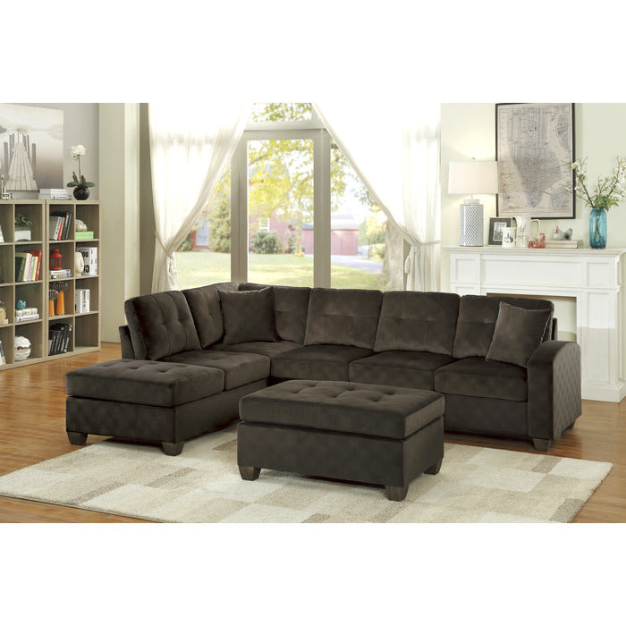 Emilio Exposed Feet With Faux Wood 2-Piece Reversible Sectional Chaise