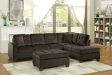 Emilio Exposed Legs With Brown 3-Piece Reversible Sectional Ottoman