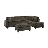 Emilio Exposed Legs With Brown 3-Piece Reversible Sectional Ottoman