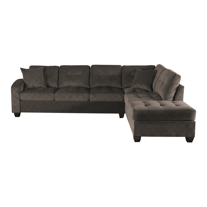 Emilio Exposed Legs With Brown 3-Piece Reversible Sectional Ottoman