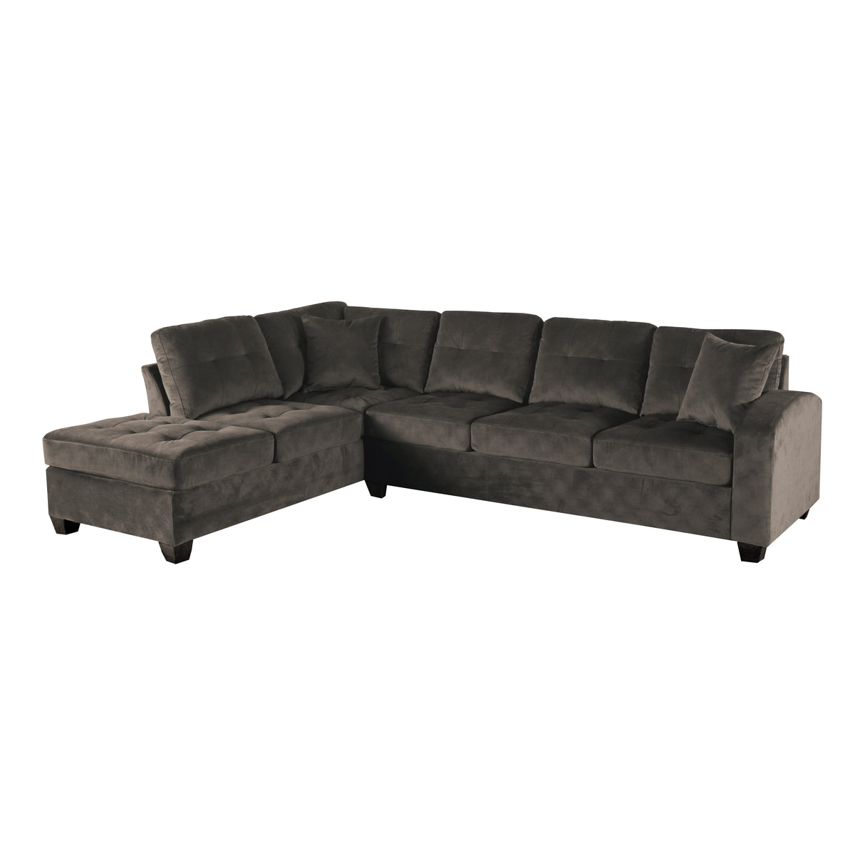 Emilio Exposed Feet With Faux Wood 2-Piece Reversible Sectional Chaise