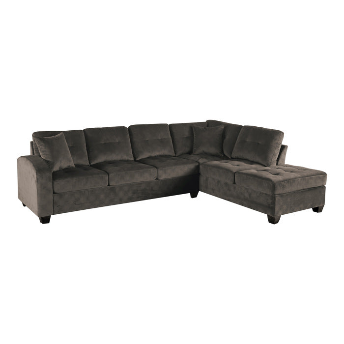 Emilio Exposed Legs With Brown 3-Piece Reversible Sectional Ottoman