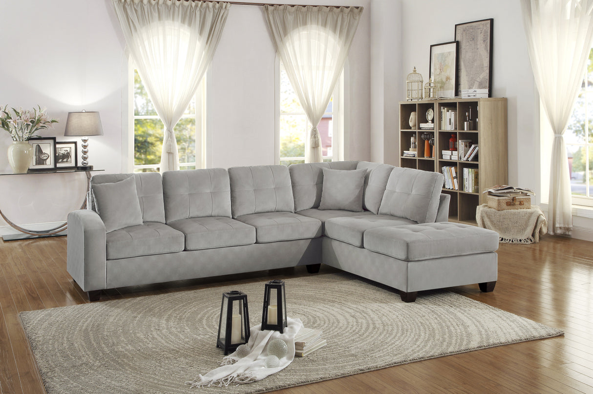 Emilio Exposed Feet With Faux Wood 2-Piece Reversible Sectional Chaise