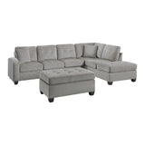 Emilio Exposed Legs With Brown 3-Piece Reversible Sectional Ottoman