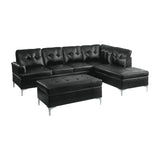 Barrington Exposed Metal Legs With Silver 3-Piece Sectional Right Chaise And Ottoman
