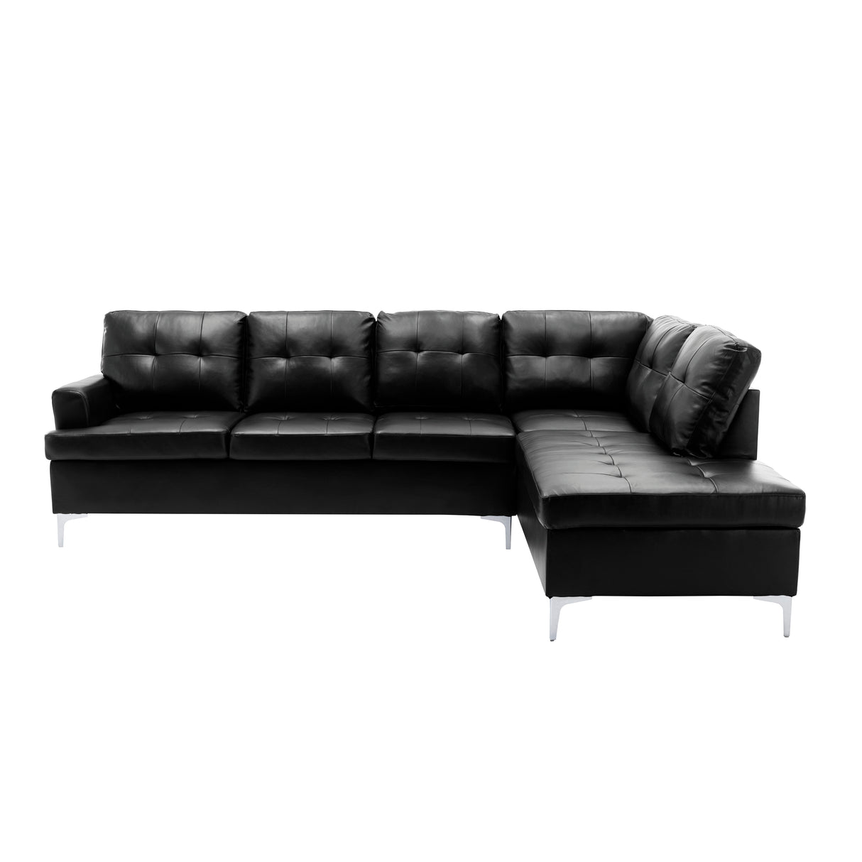 Barrington Exposed Metal Legs With Silver 3-Piece Sectional Right Chaise And Ottoman