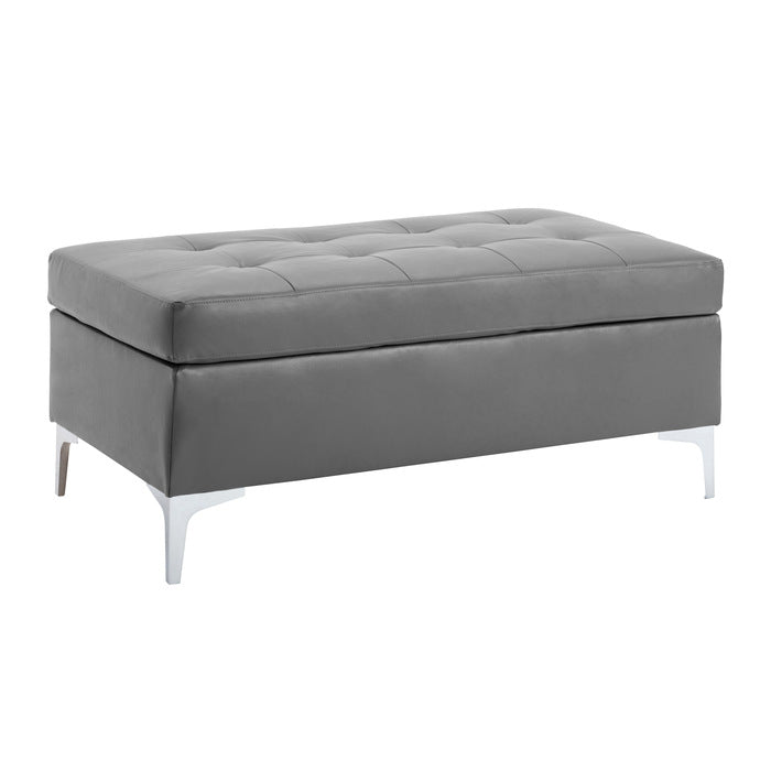 Barrington Exposed Metal Legs With Silver 3-Piece Sectional Right Chaise And Ottoman