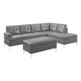 Barrington Exposed Metal Legs With Silver 3-Piece Sectional Right Chaise And Ottoman