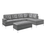 Barrington Exposed Metal Legs With Silver 3-Piece Sectional Right Chaise And Ottoman